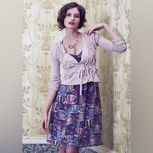 ANTHROPOLOGIE FLOREAT SUGAR AND CREAM TEACUP DRESS SIZE 10 rare